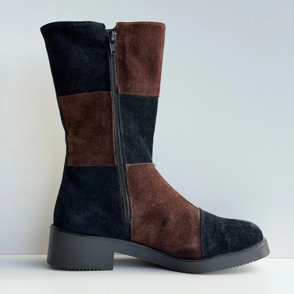 VTG Y2K Patchwork Hush Puppies‎ Boots Women 8.5 Brown Suede Waterproof Canada